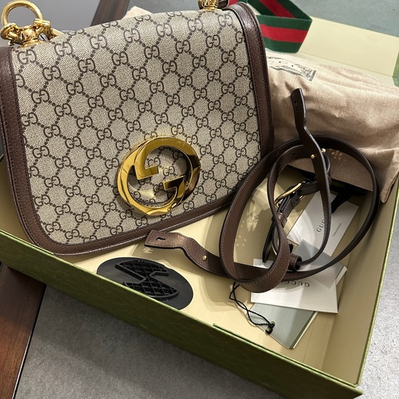 Gucci Brown and Gold Logo Shoulder Bag - Picture 1 of 5
